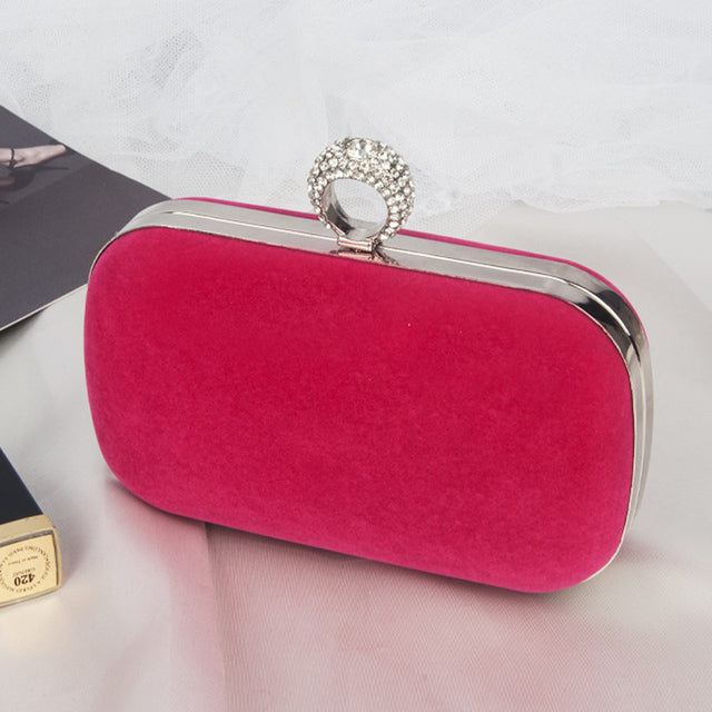 Luxury Rose Red Evening Purse and Shoulder Handbag