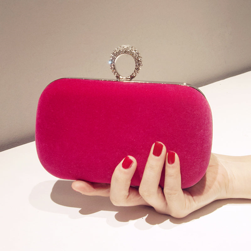 Luxury Rose Red Evening Purse and Shoulder Handbag