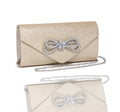MUDUO Womens Evening Bag Sparkly Bow Clutch Purse Wedding Party Purses Glitter Rhinestone Cocktail Prom Handbags (Champagne)