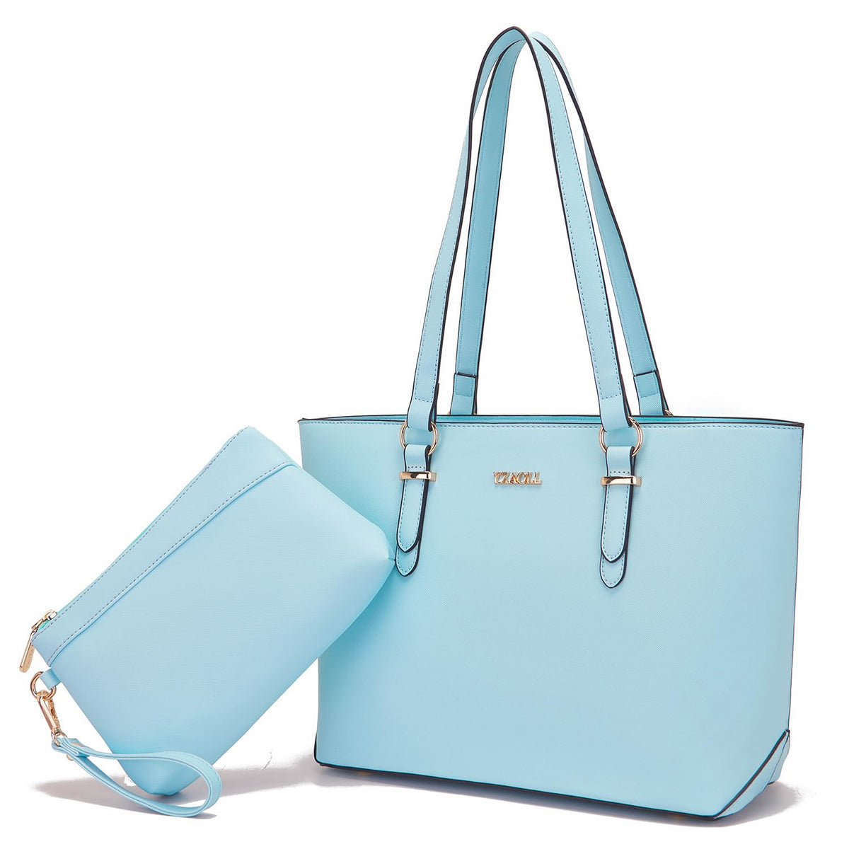 Handbags for Women Shoulder Bags Tote Satchel With Matching Wrist Bag 2pcs Purse Set WaterBlue