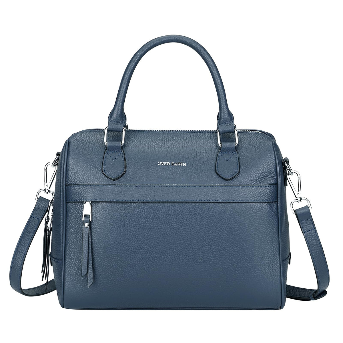 Over Earth Genuine Leather Satchel Top-Handle Handbags for Women Ladies Crossbody Bag(O207E Indigo Blue
