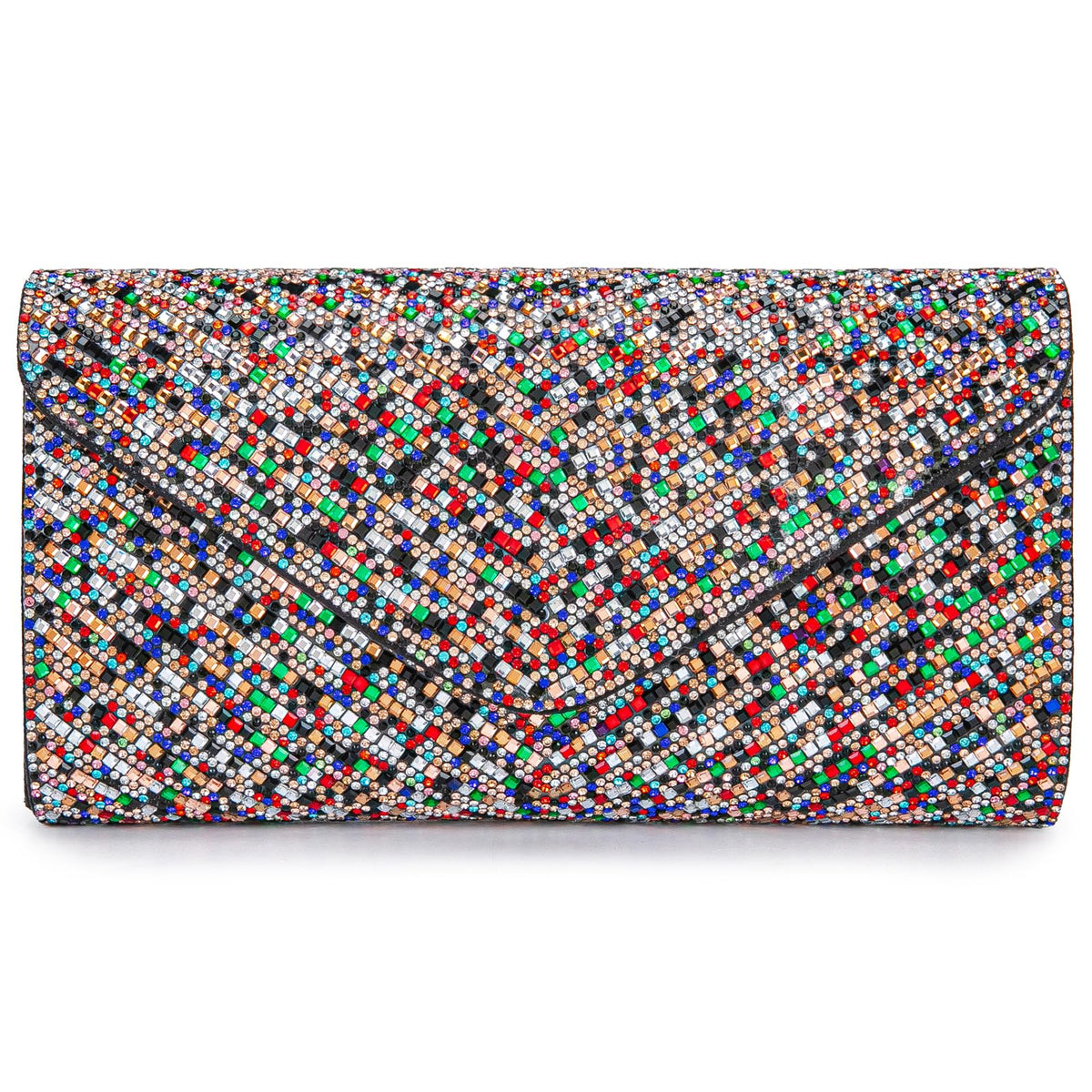 Womens Evening Handbags Bling Rhinestone Envelope Clutch Purses Shoulder Crossbody Bags (Colorful)