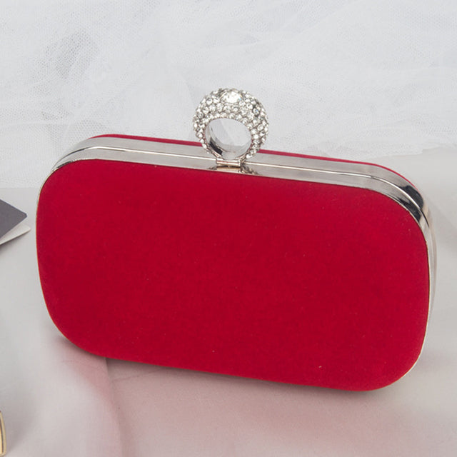 Luxury Rose Red Evening Purse and Shoulder Handbag