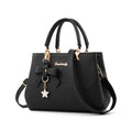 SMALLBLUER Top-handle Handbags Purse for Women Small Satchel PU Leather Shoulder Crossbody Bag with Bowtie Pendant-Black